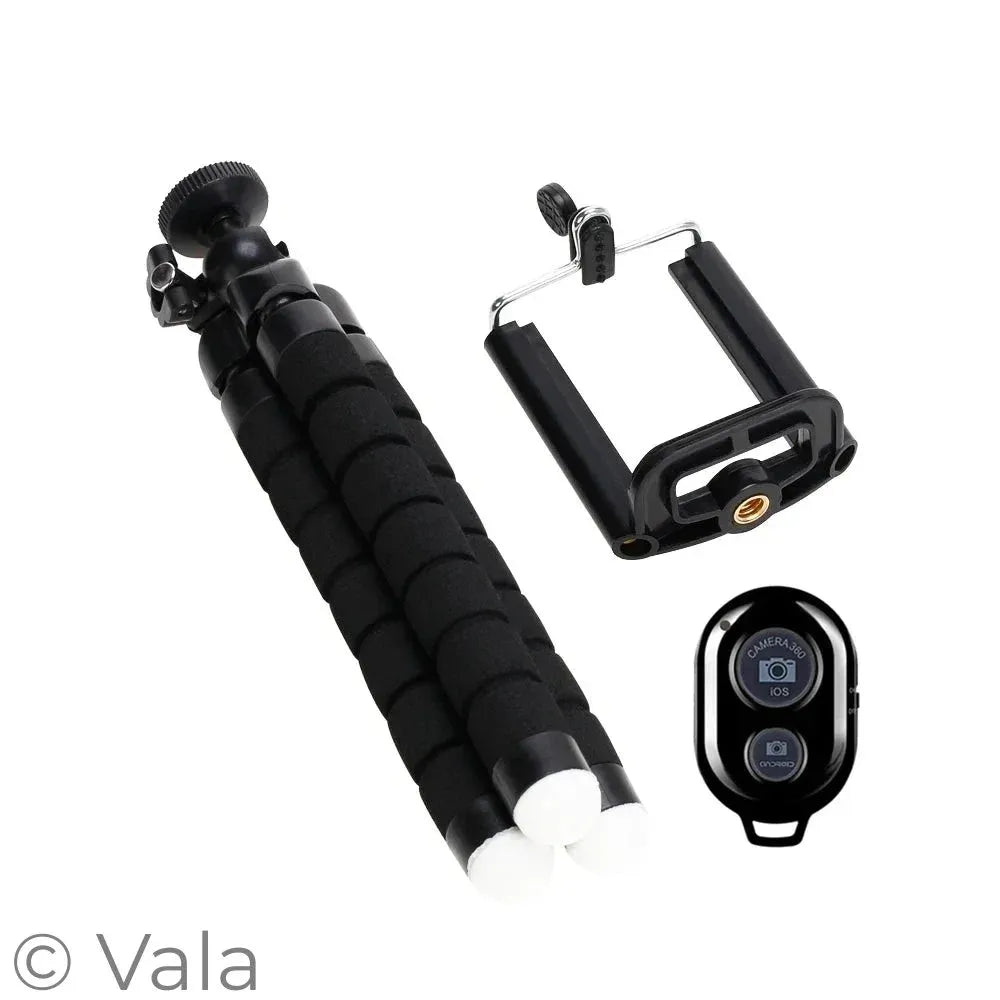 Octopus Phone Tripod – Flexible Mini Stand with Bluetooth Remote Shutter