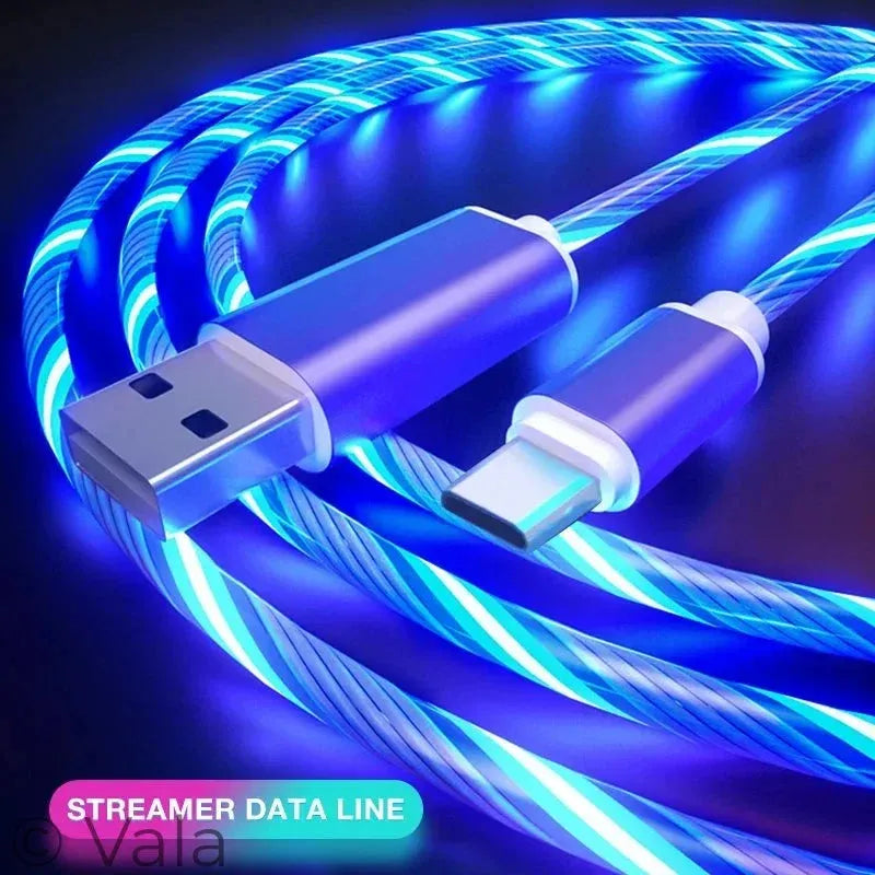 LED Glowing Charging Cable – USB-C & Micro USB, 3A Fast Charge