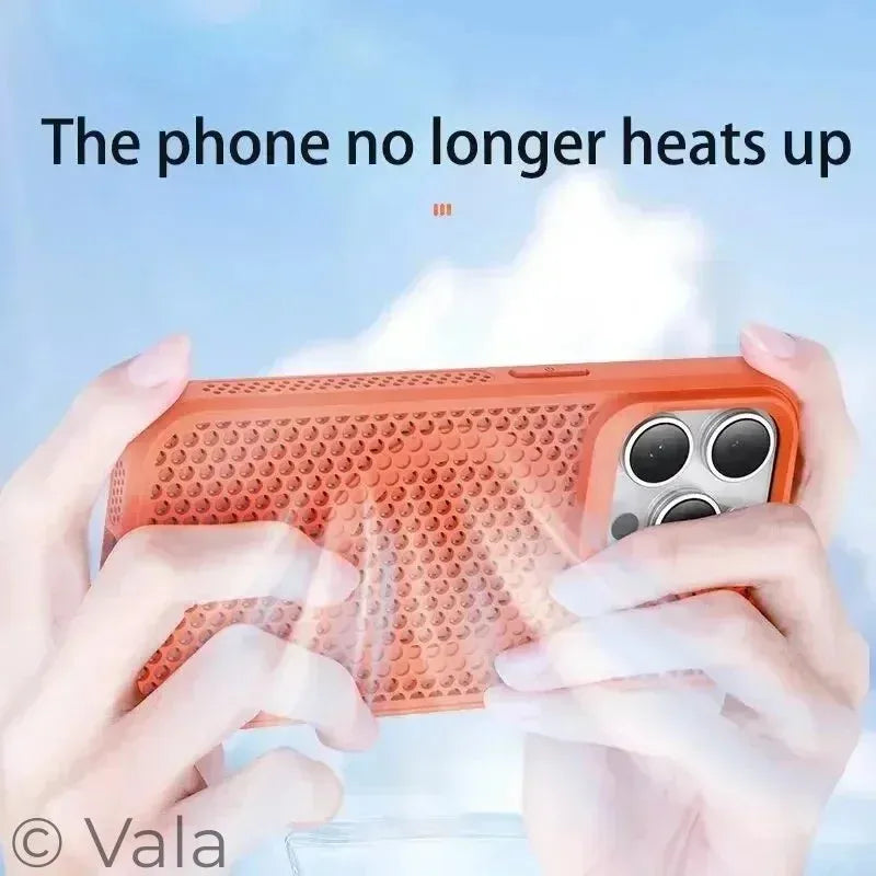 Breathable Magnetic iPhone Case | Cooling Hard Back Cover | MagSafe Ready | iPhone 11–17 Pro Max Plus