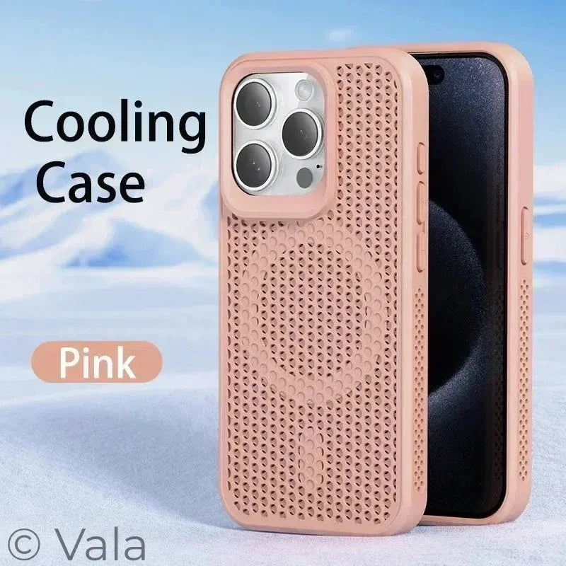 Breathable Magnetic iPhone Case | Cooling Hard Back Cover | MagSafe Ready | iPhone 11–17 Pro Max Plus