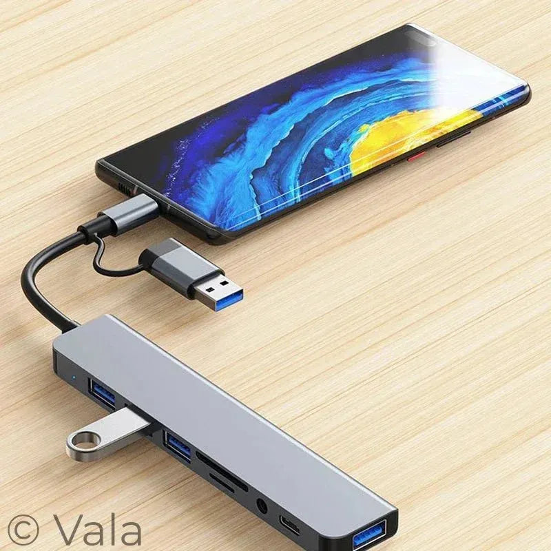 8-in-2 USB-C Hub with Audio & SD Card Reader