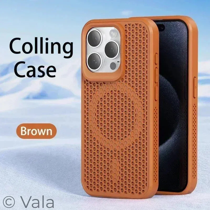 Breathable Magnetic iPhone Case | Cooling Hard Back Cover | MagSafe Ready | iPhone 11–17 Pro Max Plus