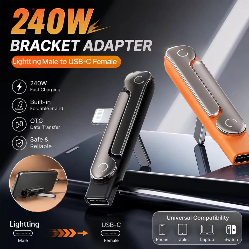 Foldable Phone Stand with Built-in Charging Adapter