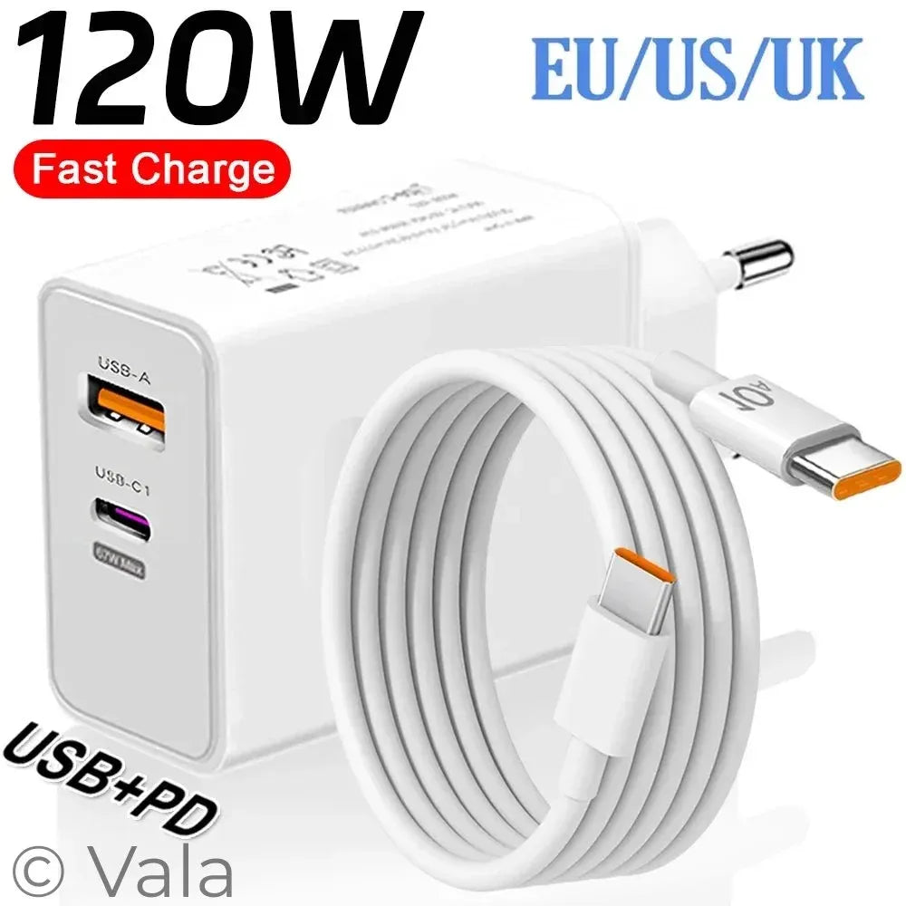 120W Fast Charger for iPhone, Samsung & Xiaomi