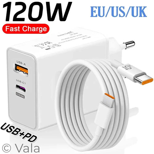 120W Fast Charger for iPhone, Samsung & Xiaomi