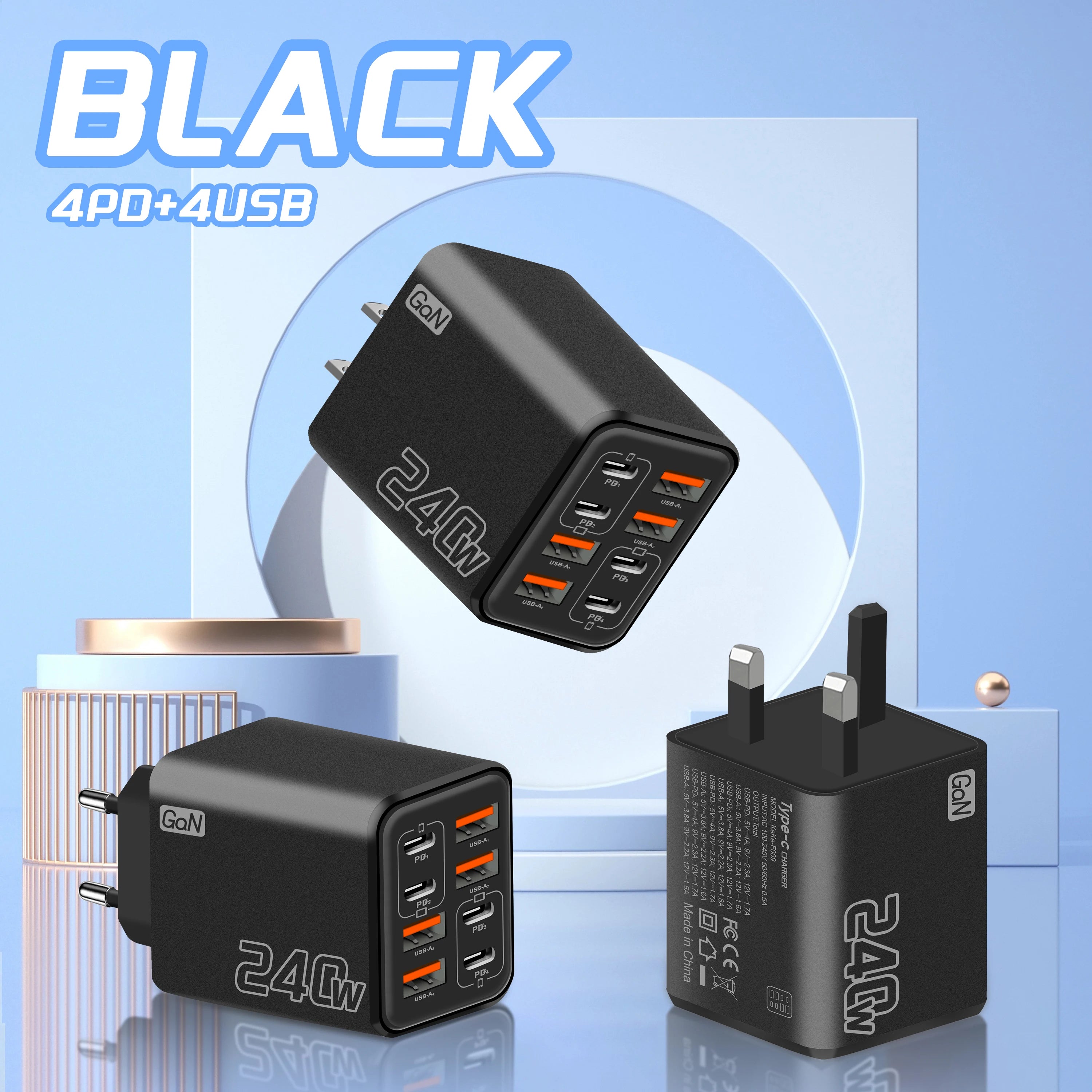 240W GaN USB-C Charger 8-in-1