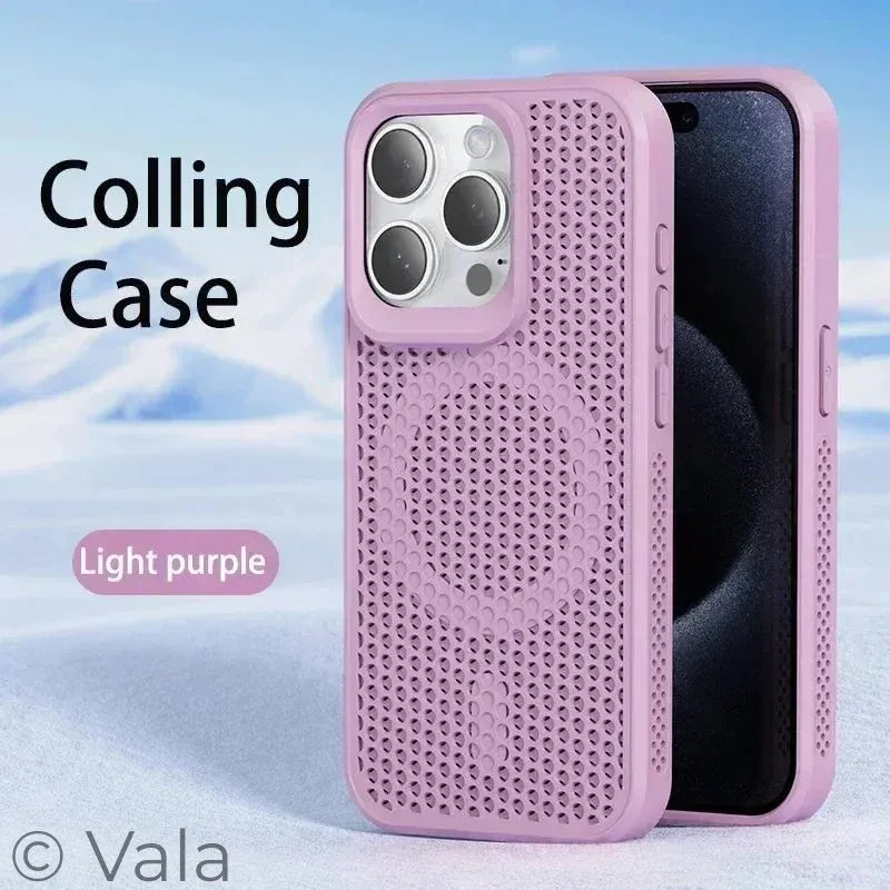 Breathable Magnetic iPhone Case | Cooling Hard Back Cover | MagSafe Ready | iPhone 11–17 Pro Max Plus