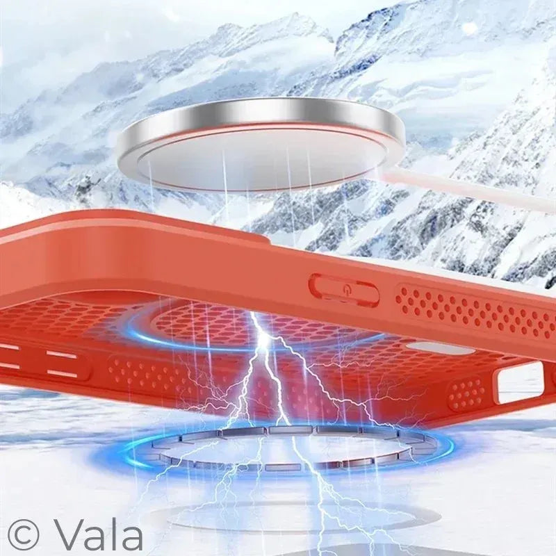 Breathable Magnetic iPhone Case | Cooling Hard Back Cover | MagSafe Ready | iPhone 11–17 Pro Max Plus