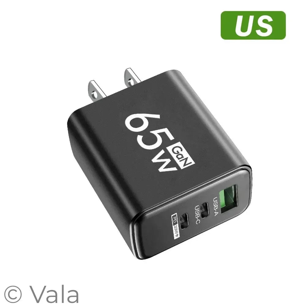 Total 65W GaN USB Type C Charger Fast Charging Mobile Phone Charge Adapter For iPhone Samsung Xiaomi Huawei QC 3.0 Wall Charger