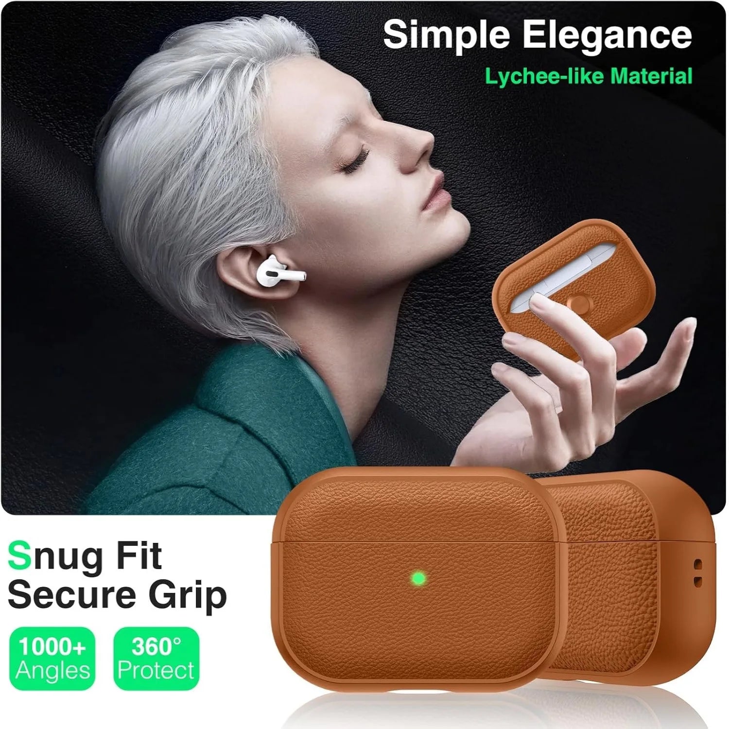 Premium Leather AirPods Case with Lanyard & Cleaning Pen
