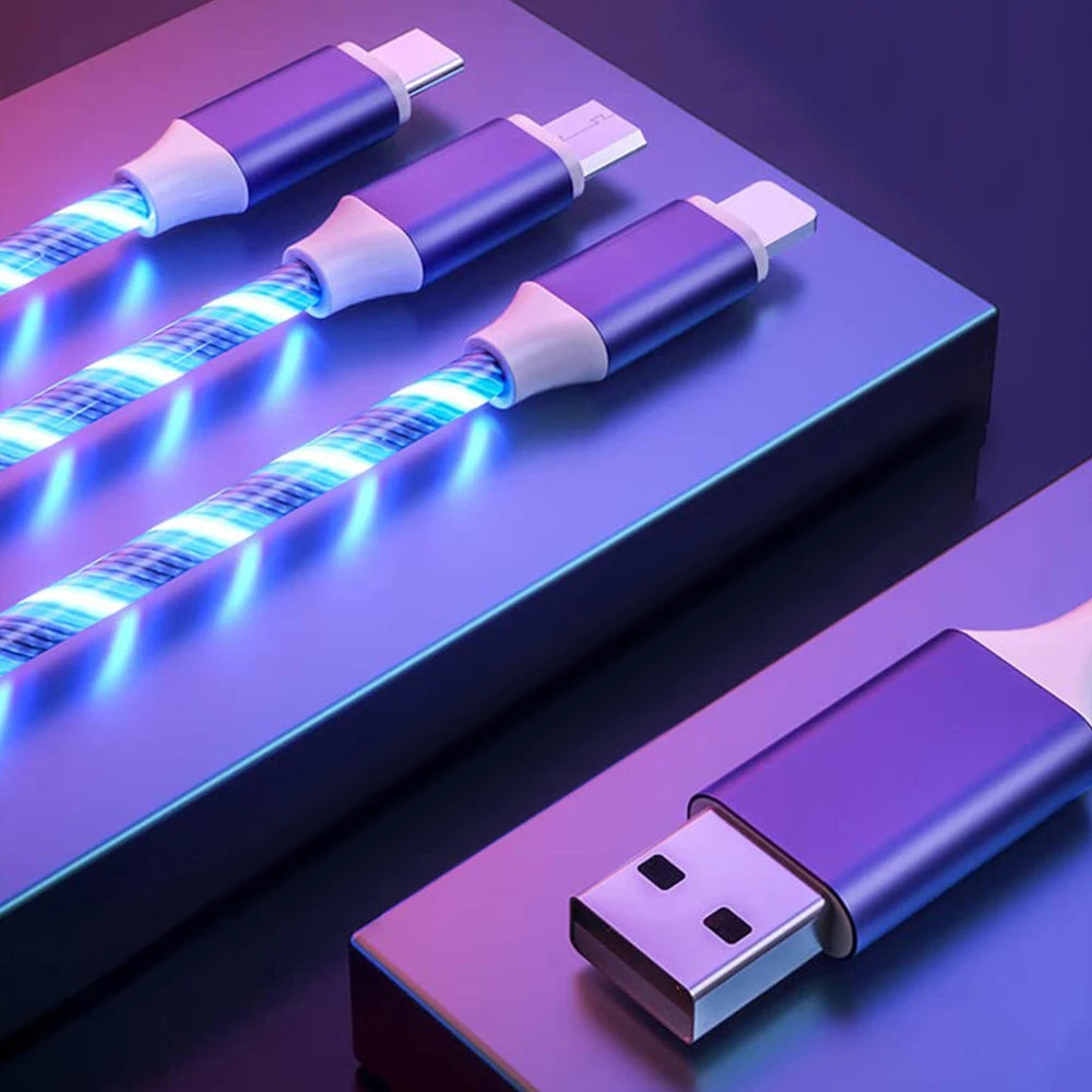 3-in-1 Flowing LED Charging Cable