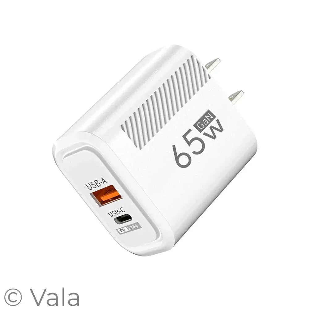 65W Dual Port GaN Charger – Fast Charge for iPhone & Samsung