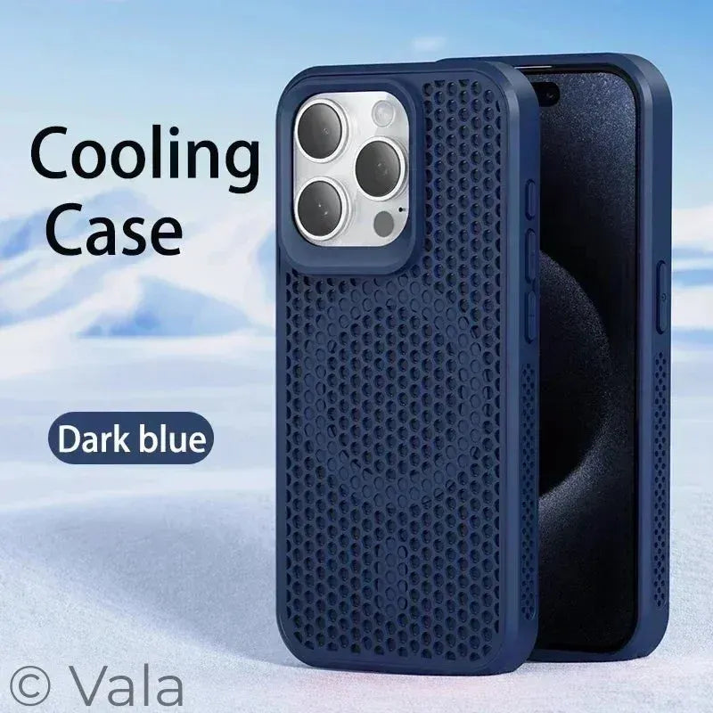 Breathable Magnetic iPhone Case | Cooling Hard Back Cover | MagSafe Ready | iPhone 11–17 Pro Max Plus