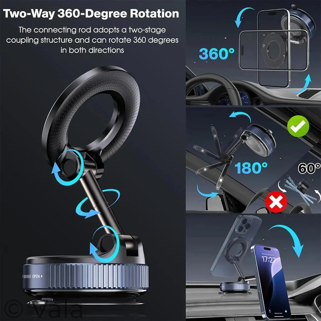 Magnetic Phone Holder – 360° Rotatable, Ultra-Strong Suction Mount