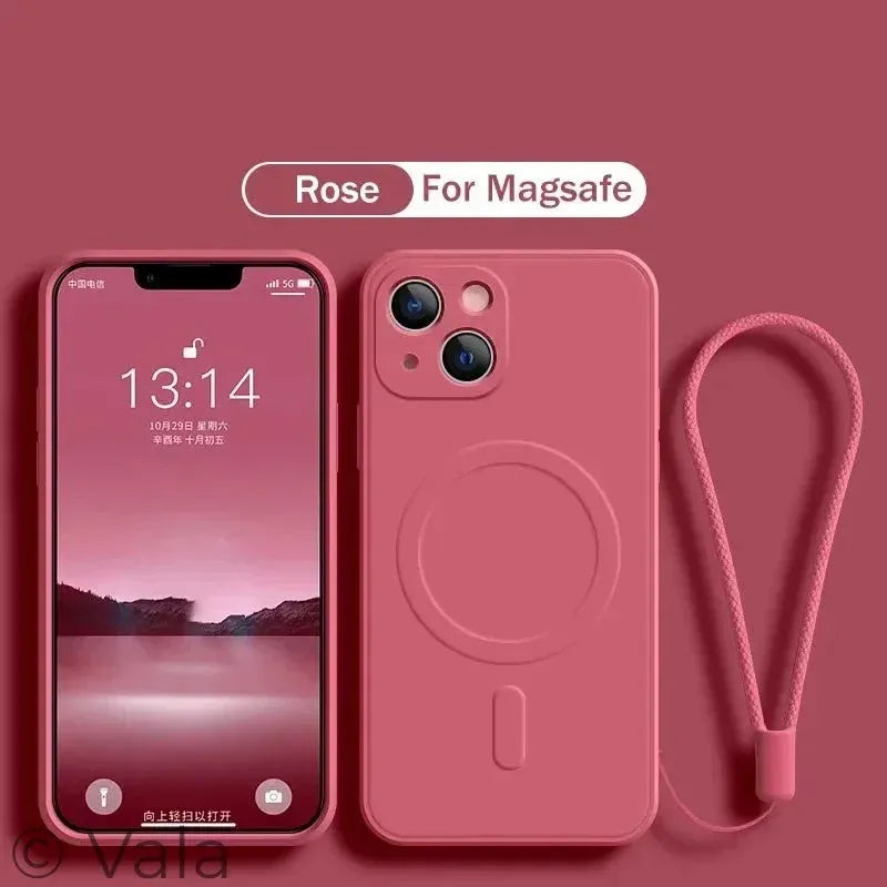 MagSafe Liquid Silicone iPhone Case – Wireless Charging, Shock-Proof & Anti-Scratch, iPhone X–16 Pro Max