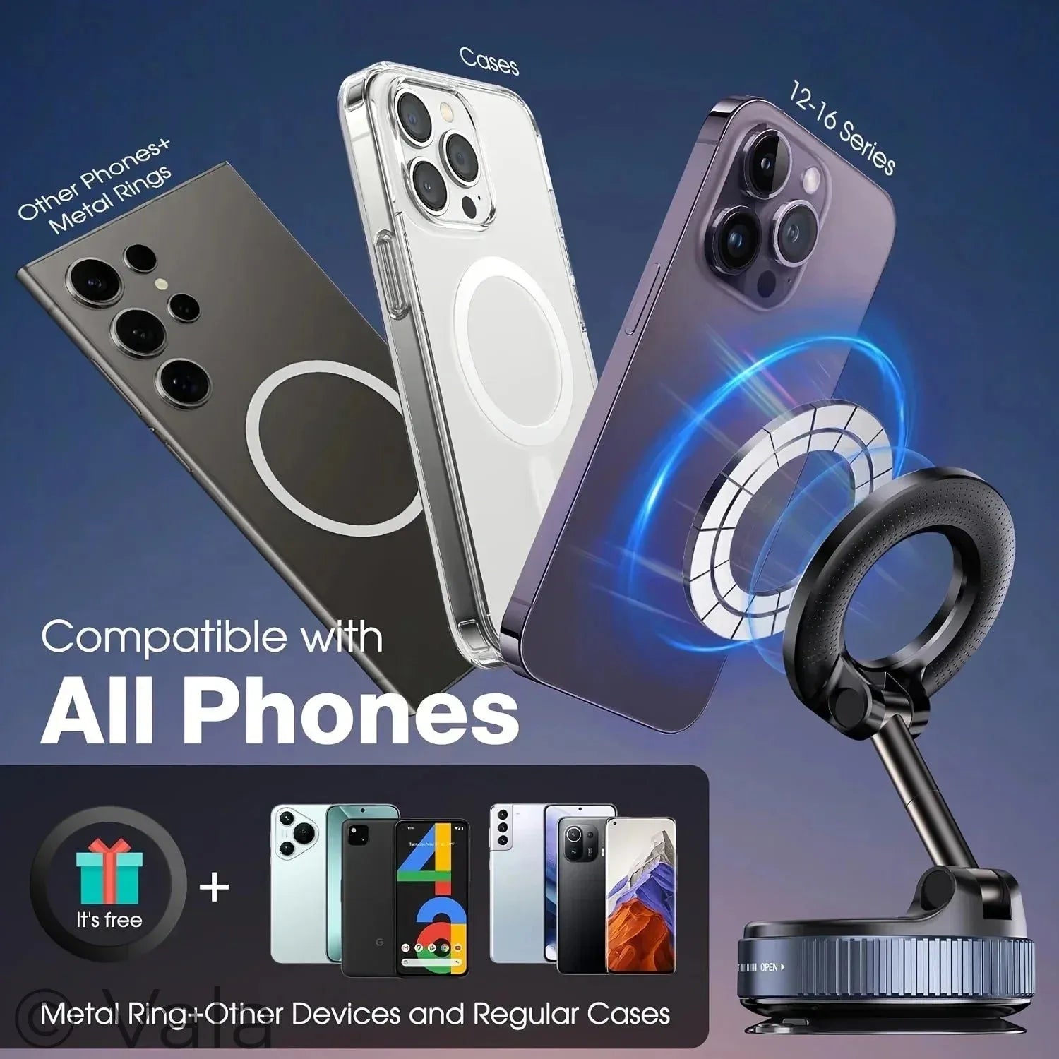 Magnetic Phone Holder – 360° Rotatable, Ultra-Strong Suction Mount