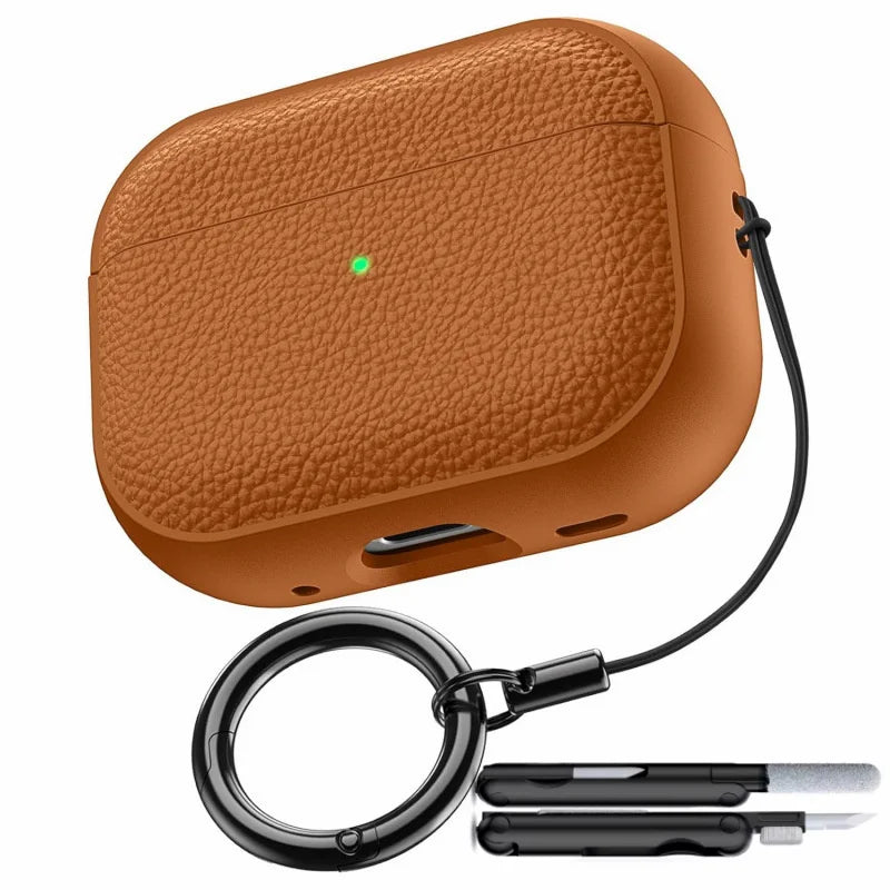 Premium Leather AirPods Case with Lanyard & Cleaning Pen