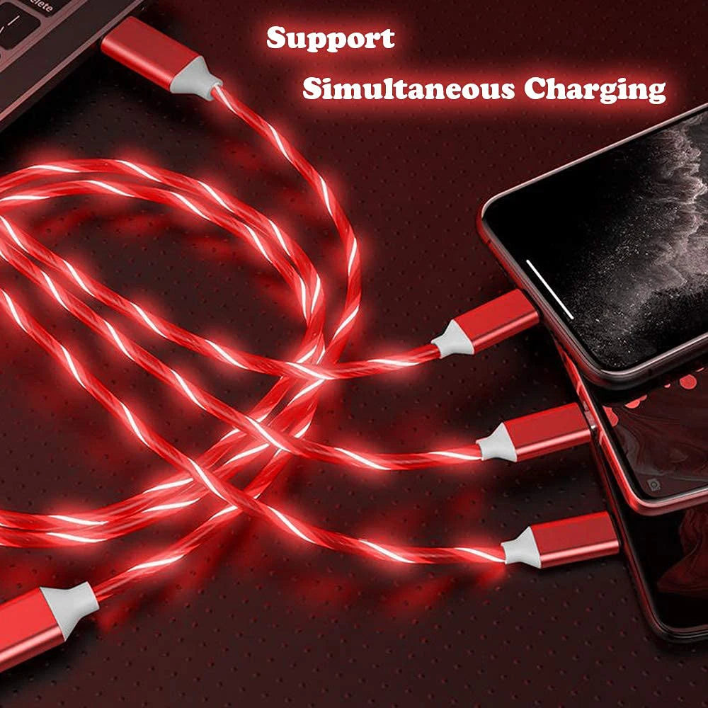 3-in-1 Flowing LED Charging Cable
