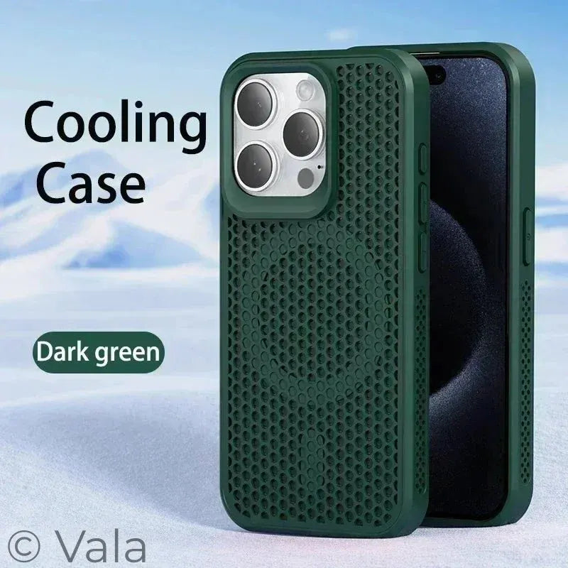 Breathable Magnetic iPhone Case | Cooling Hard Back Cover | MagSafe Ready | iPhone 11–17 Pro Max Plus