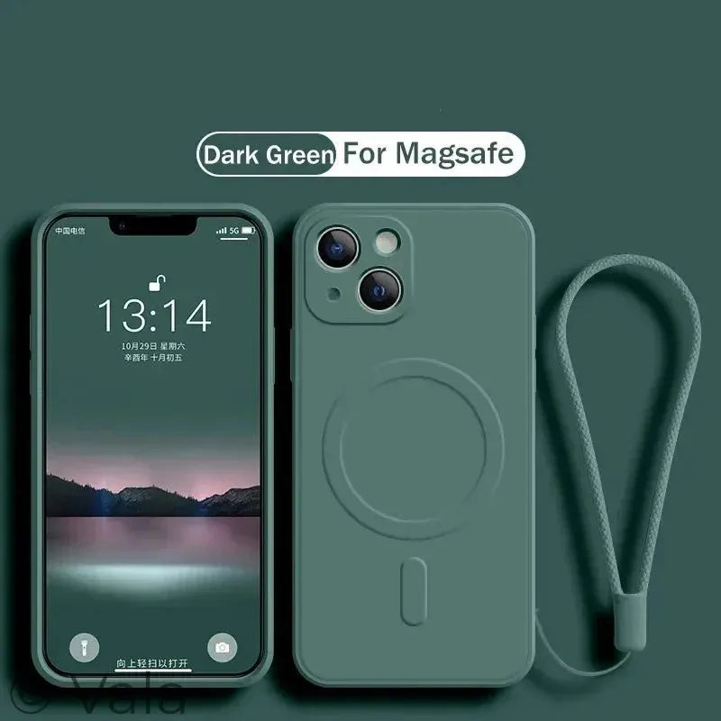 MagSafe Liquid Silicone iPhone Case – Wireless Charging, Shock-Proof & Anti-Scratch, iPhone X–16 Pro Max