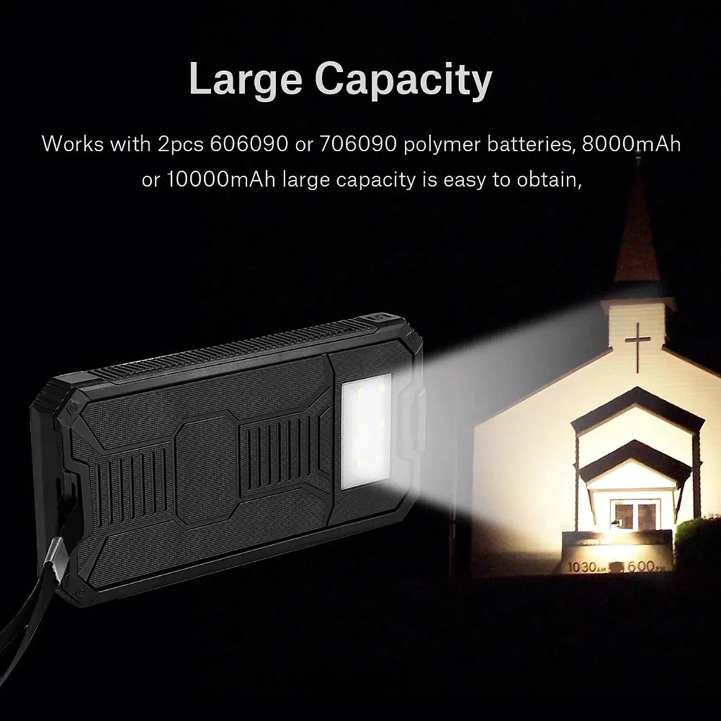20,000mAh Solar Power Bank DIY Case Kit – Dual USB, Metal Shell
