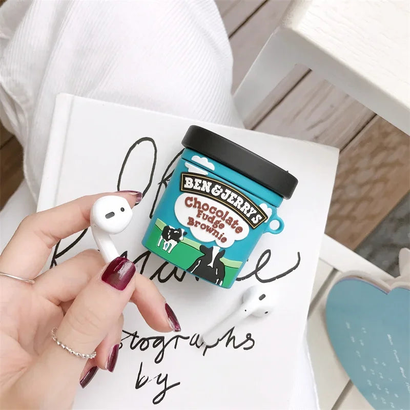 Premium Cute Ice Cream AirPods Case | Soft Silicone Protective Cover | Compatible with AirPods 1, 2, 3, 4 & Pro