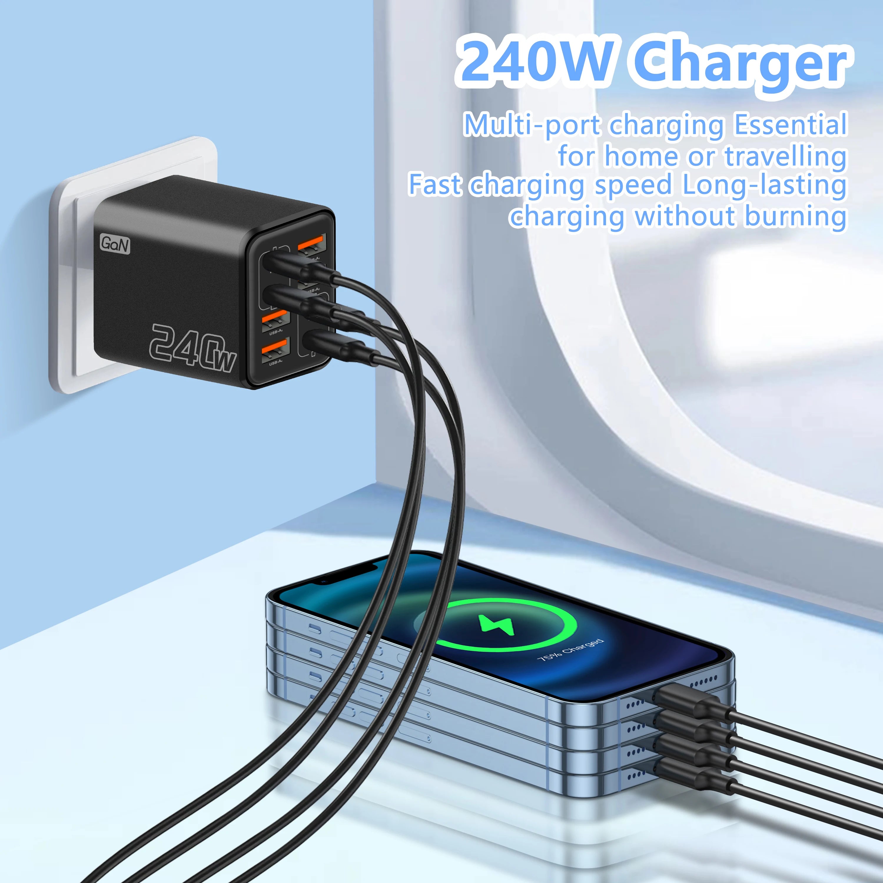 240W GaN USB-C Charger 8-in-1