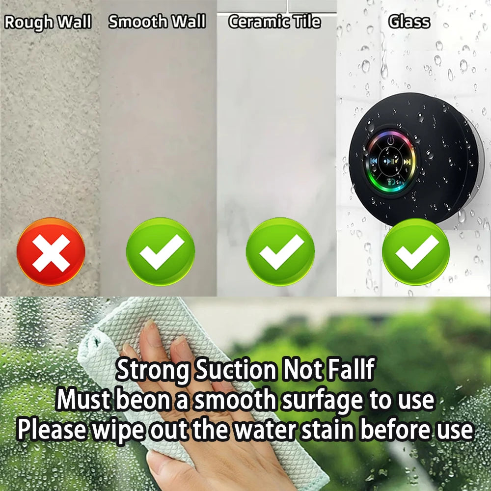 IPX4 Waterproof Bluetooth Speaker with Suction Cup