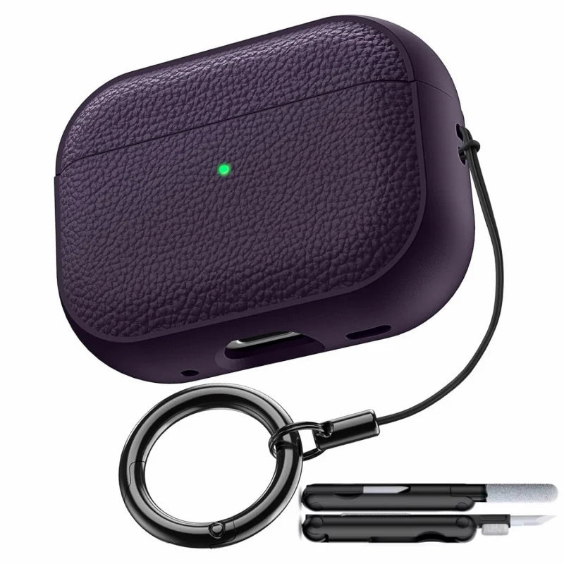 Premium Leather AirPods Case with Lanyard & Cleaning Pen