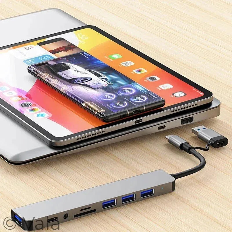 8-in-2 USB-C Hub with Audio & SD Card Reader