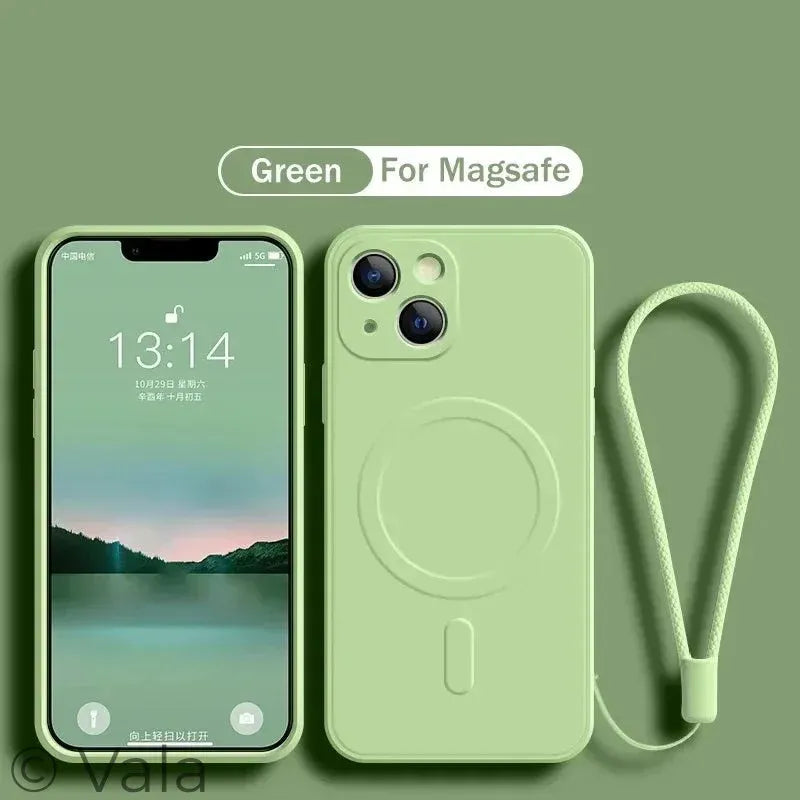 MagSafe Liquid Silicone iPhone Case – Wireless Charging, Shock-Proof & Anti-Scratch, iPhone X–16 Pro Max