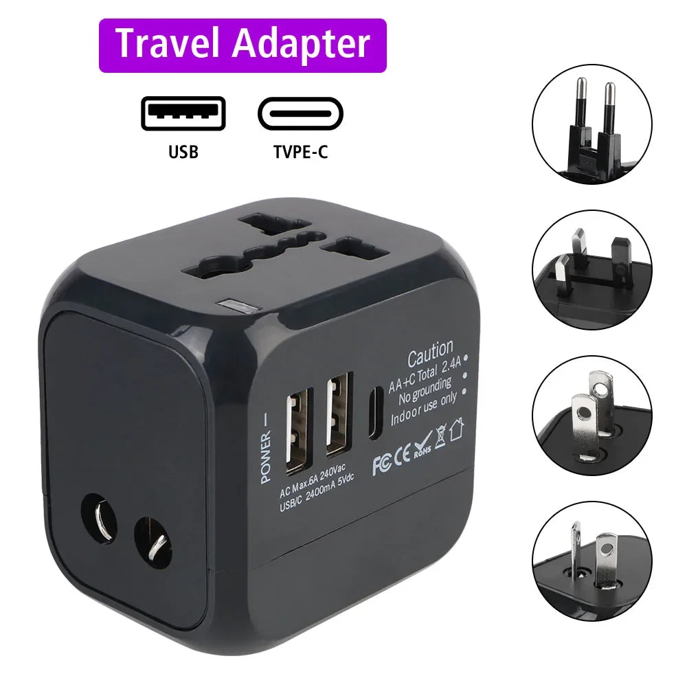 Universal Travel Adapter – US/EU/UK/AU with USB & USB-C