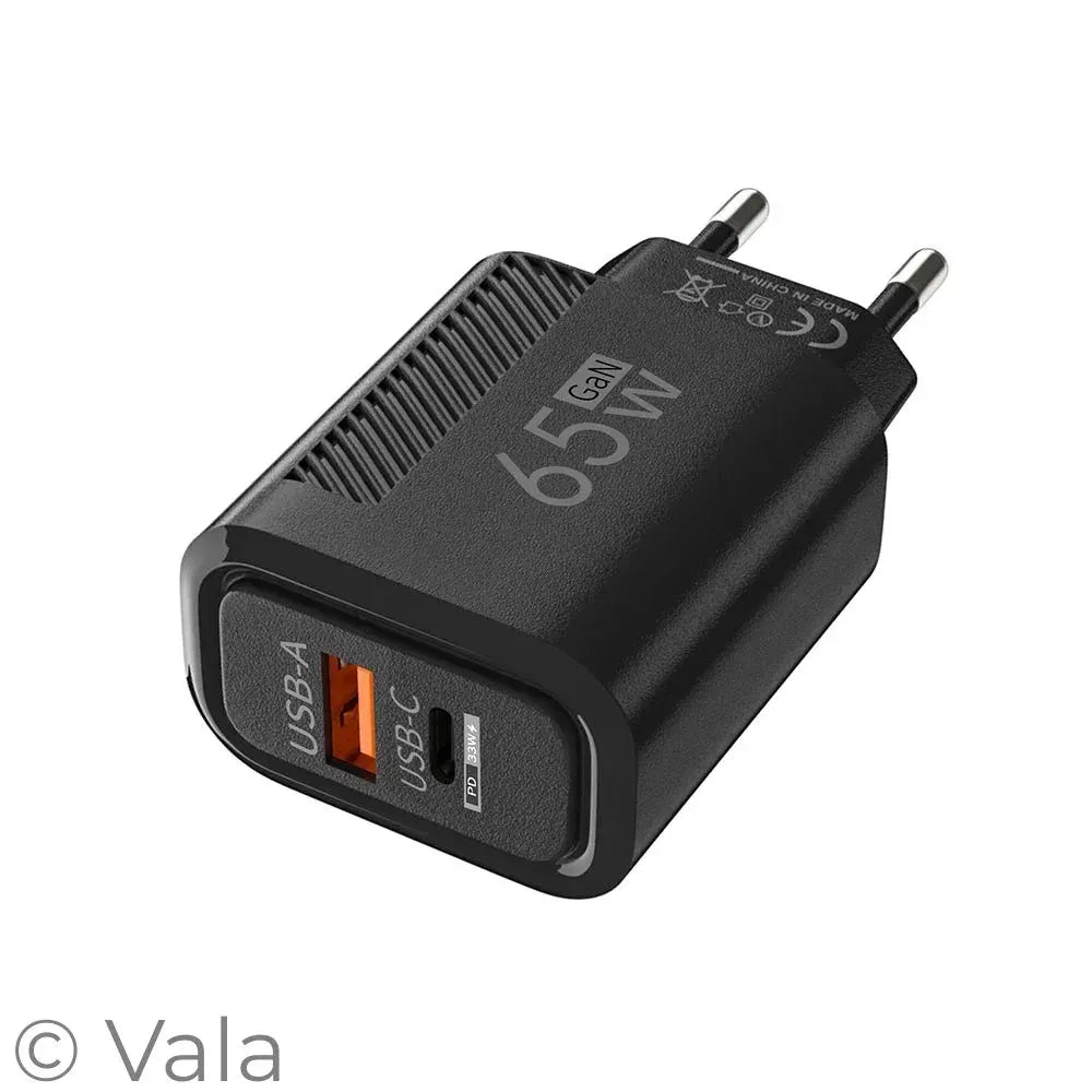 65W Dual Port GaN Charger – Fast Charge for iPhone & Samsung