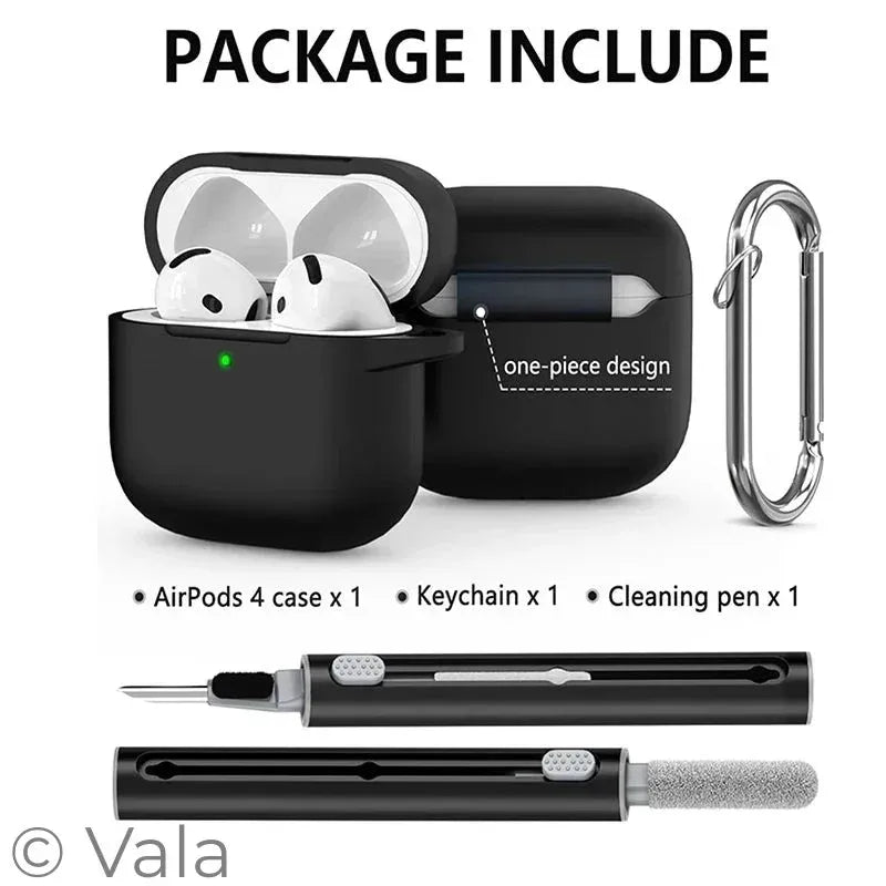 Silicone AirPods 4 Case with Carabiner Hook | Shockproof Earbuds Protective Cover