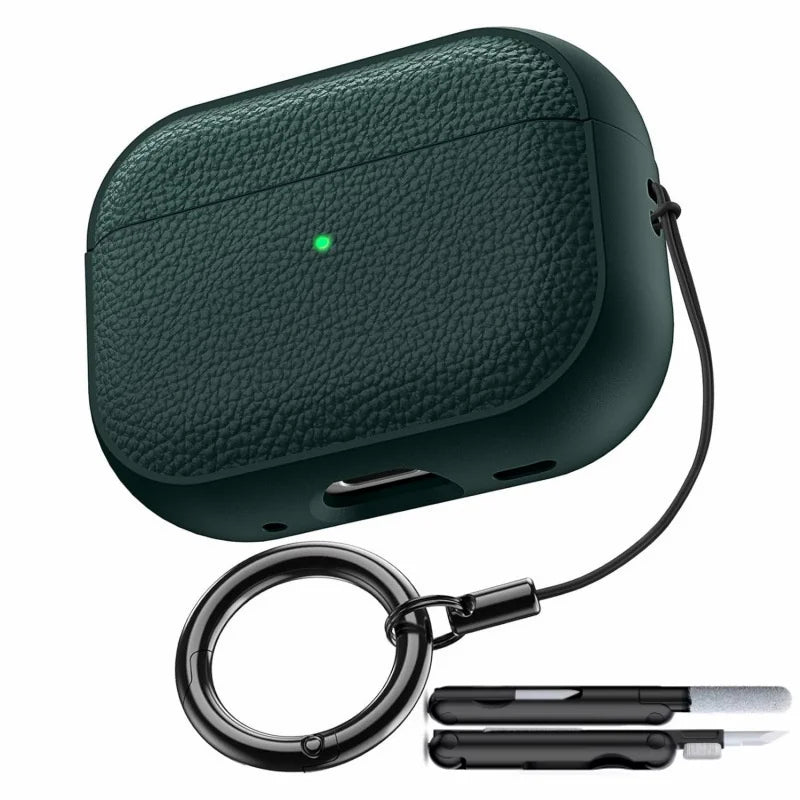 Premium Leather AirPods Case with Lanyard & Cleaning Pen