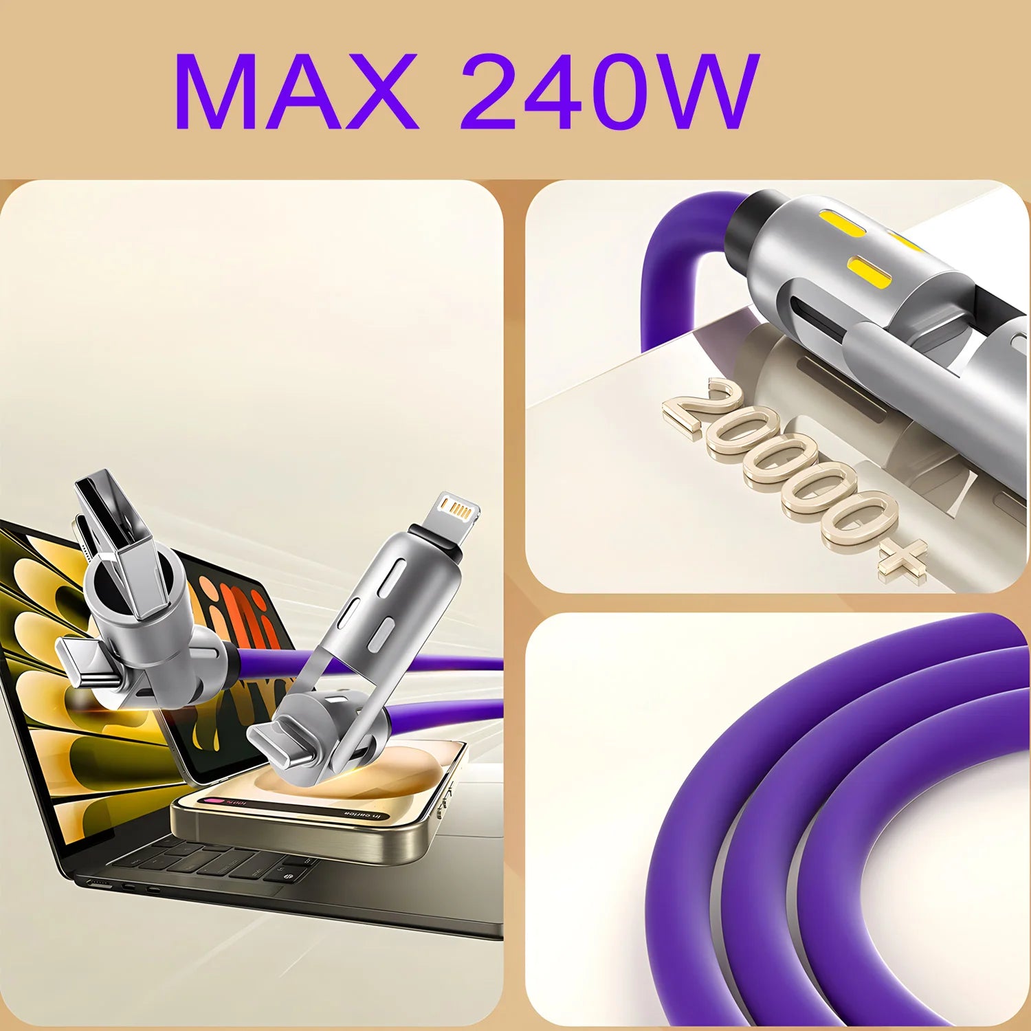 4-in-1 USB-C Fast Charging Cable 240W