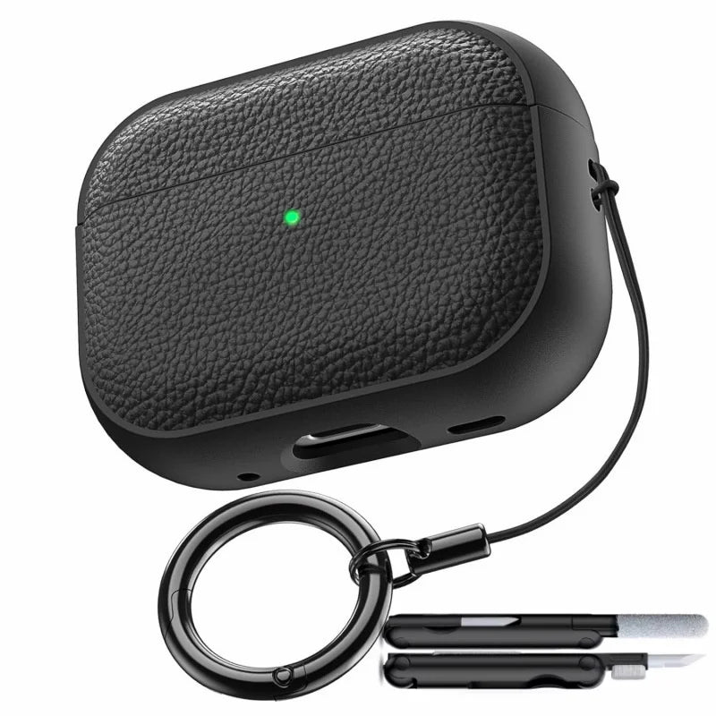 Premium Leather AirPods Case with Lanyard & Cleaning Pen