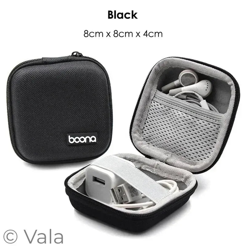 Mini Hard Shell Tech Organizer – Cables, Chargers & Earphones