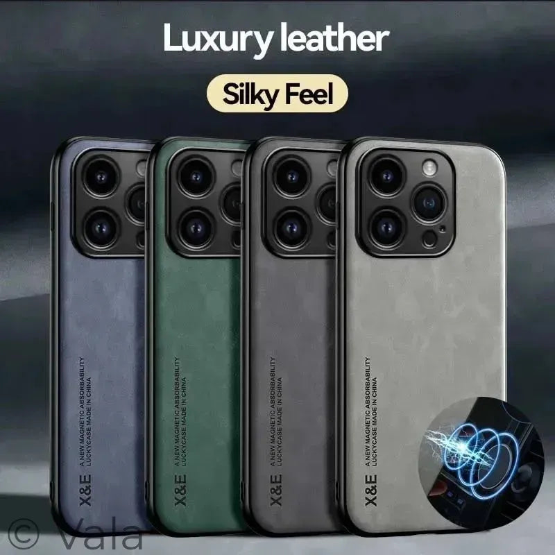 Premium Leather iPhone Case – Magnetic, Slim & Anti-Scratch, iPhone 6–17 Pro Max