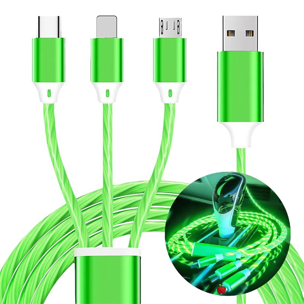 3-in-1 Flowing LED Charging Cable