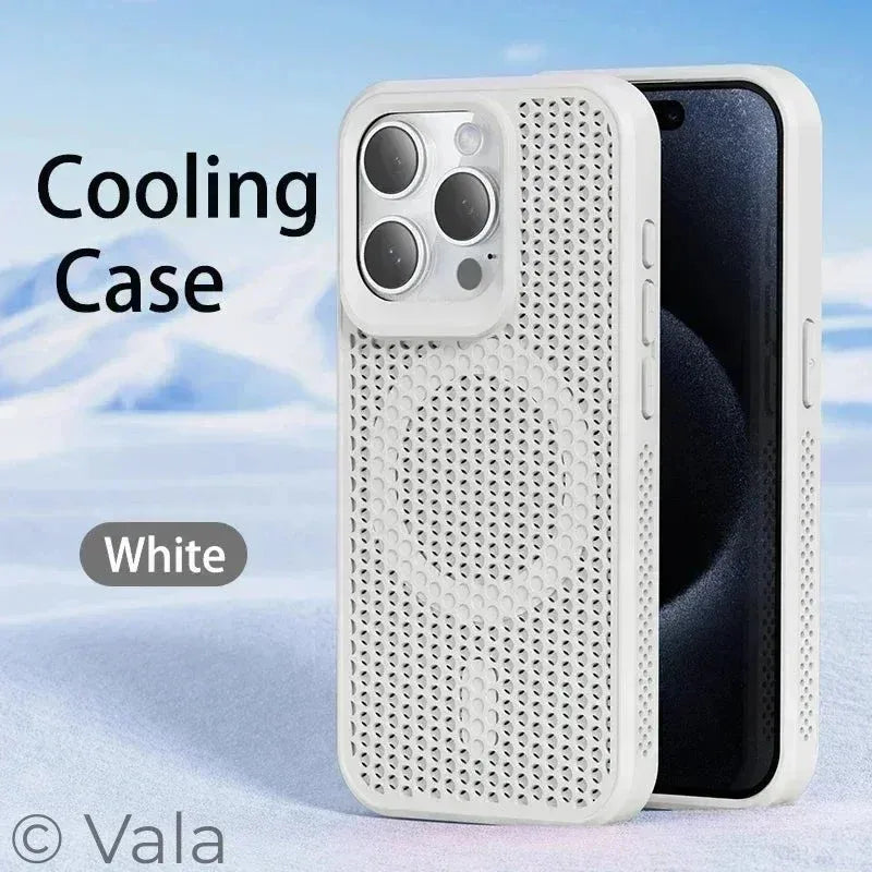 Breathable Magnetic iPhone Case | Cooling Hard Back Cover | MagSafe Ready | iPhone 11–17 Pro Max Plus