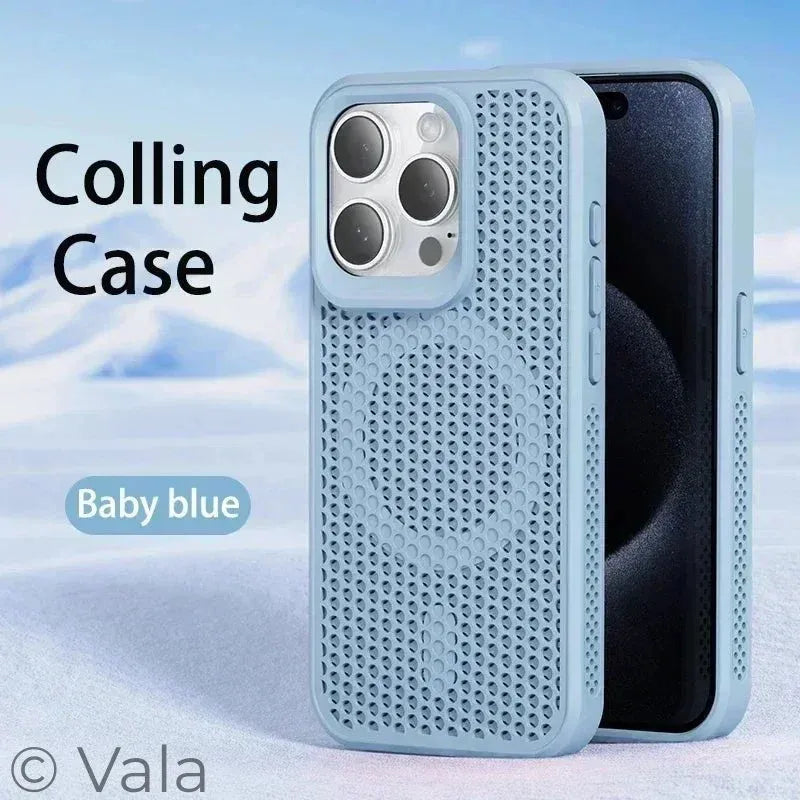 Breathable Magnetic iPhone Case | Cooling Hard Back Cover | MagSafe Ready | iPhone 11–17 Pro Max Plus