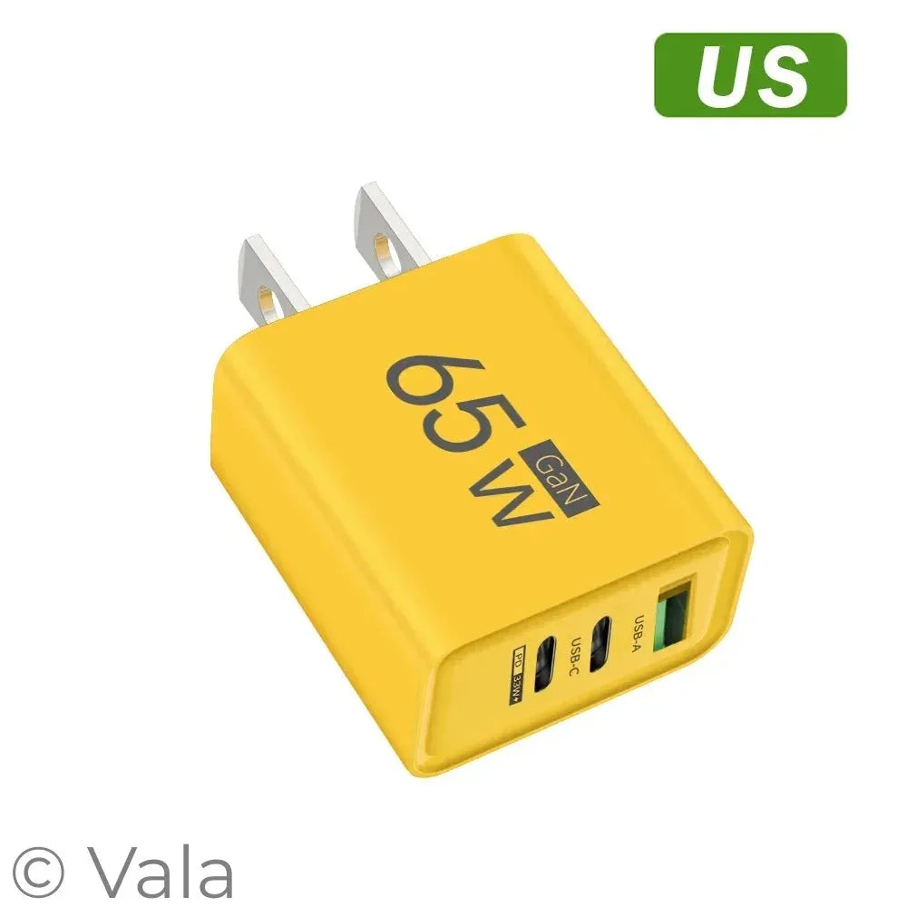 Total 65W GaN USB Type C Charger Fast Charging Mobile Phone Charge Adapter For iPhone Samsung Xiaomi Huawei QC 3.0 Wall Charger
