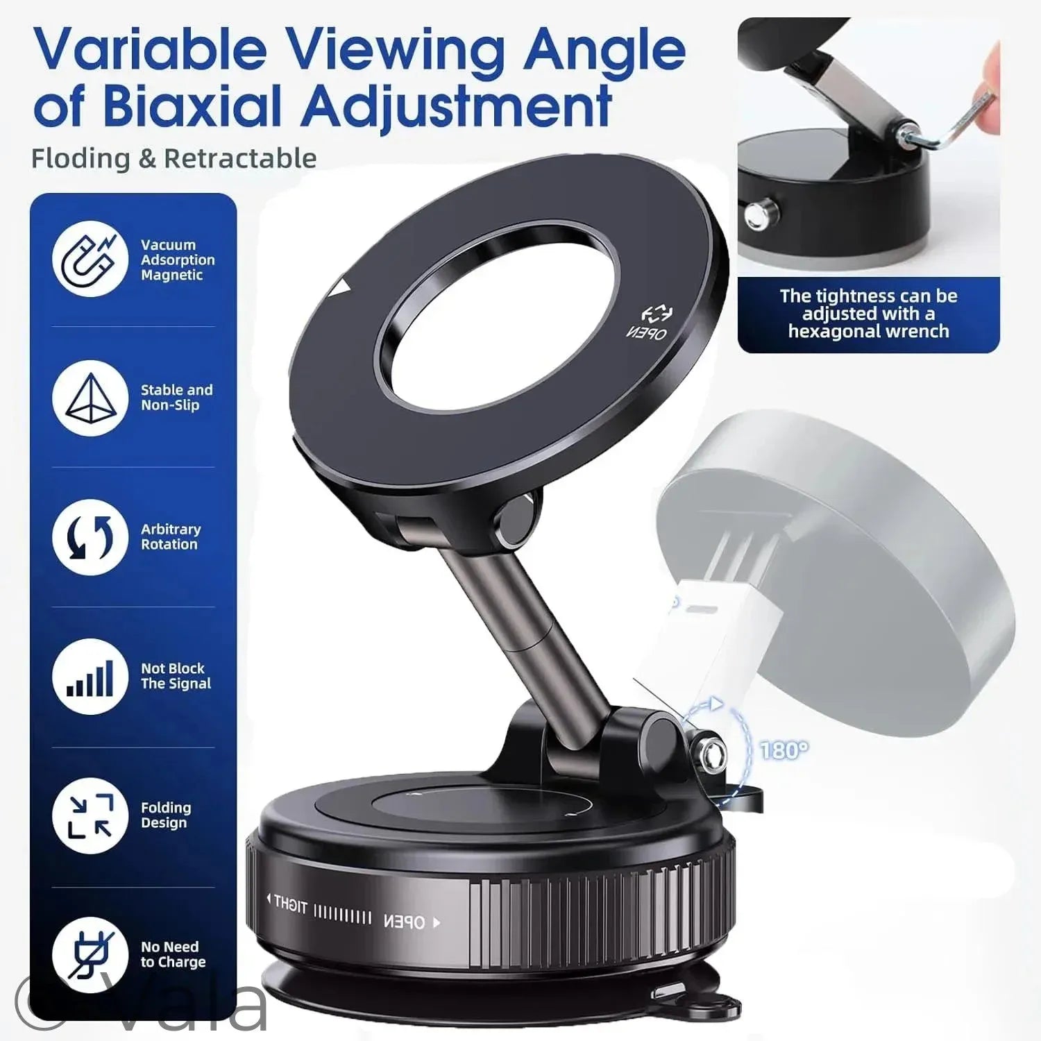 Magnetic Phone Holder – 360° Rotatable, Ultra-Strong Suction Mount