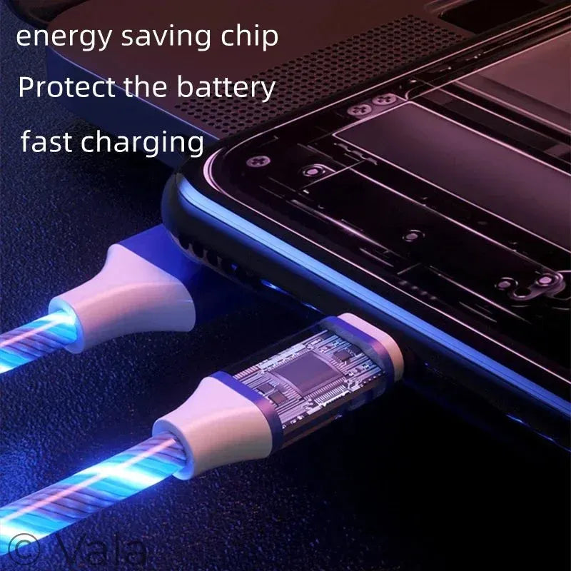 LED Glowing Charging Cable – USB-C & Micro USB, 3A Fast Charge
