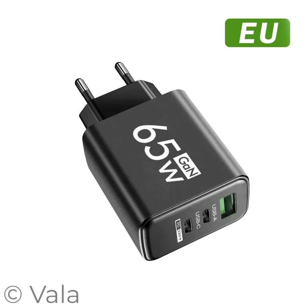 Total 65W GaN USB Type C Charger Fast Charging Mobile Phone Charge Adapter For iPhone Samsung Xiaomi Huawei QC 3.0 Wall Charger