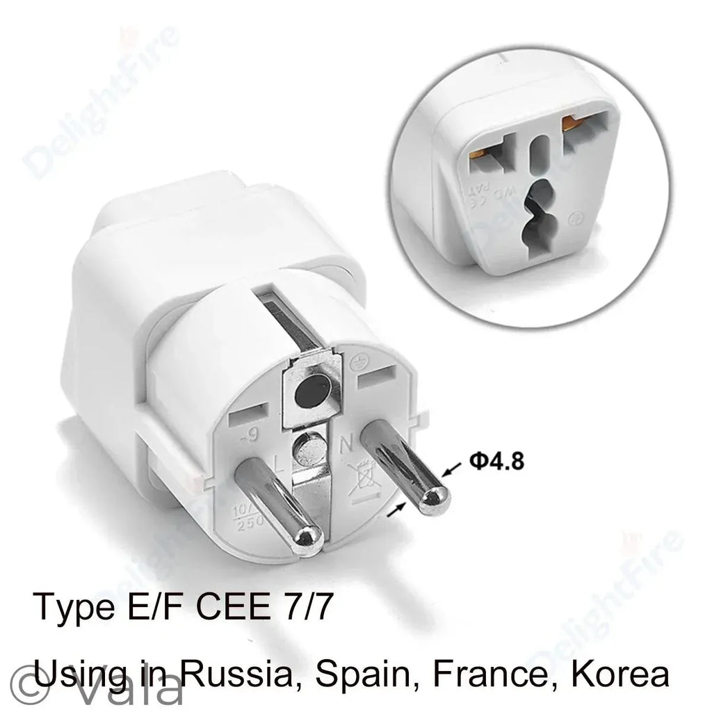 White plug with detailed view of socket on a white background