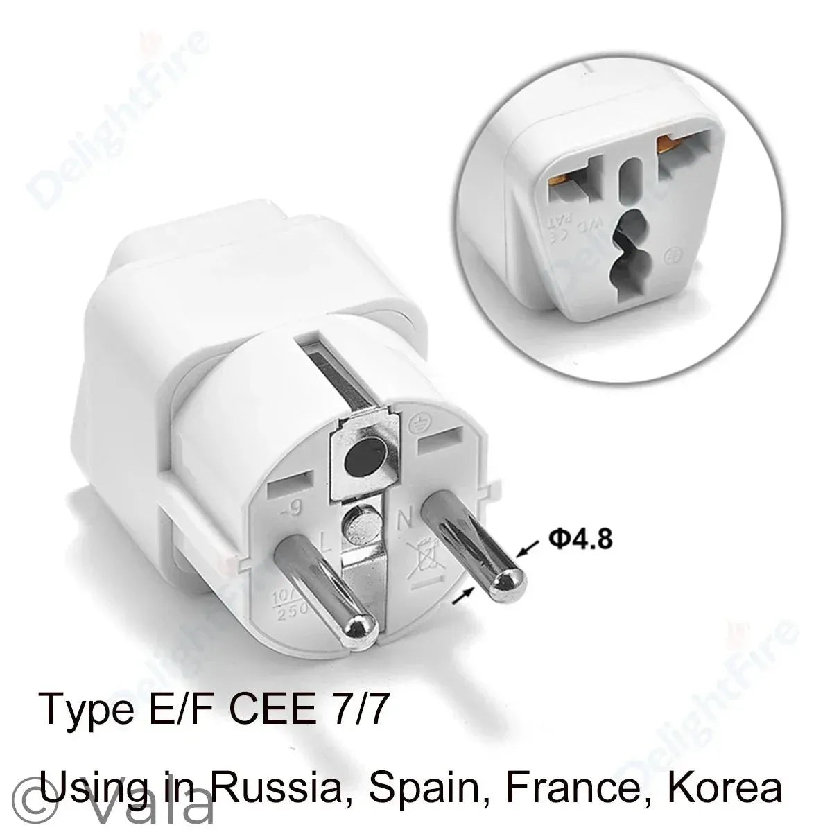 White plug with detailed view of socket on a white background