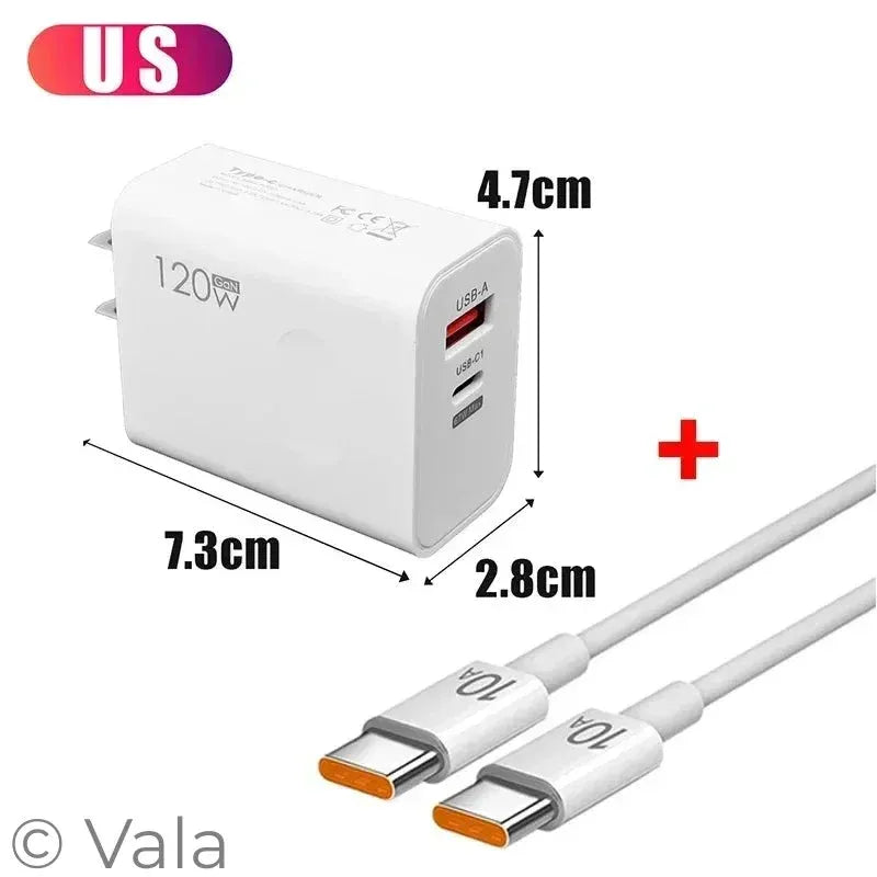 120W Fast Charger for iPhone, Samsung & Xiaomi