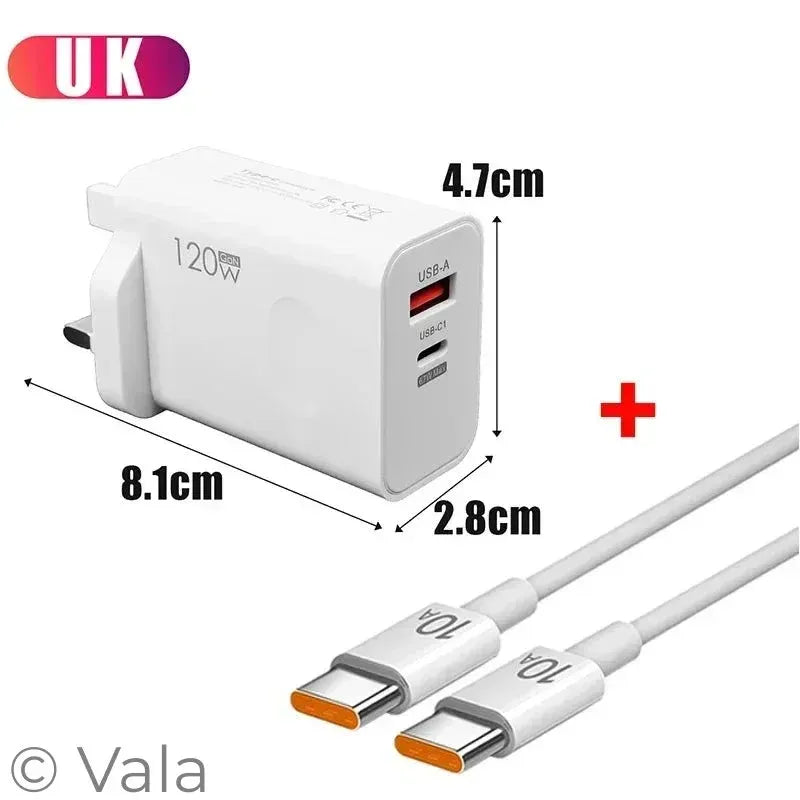 120W Fast Charger for iPhone, Samsung & Xiaomi